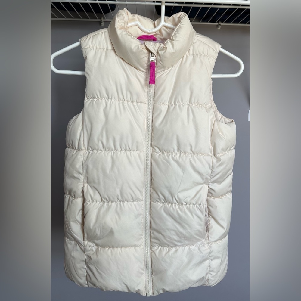 OLD NAVY junior size L, cream colored, quilted vest.